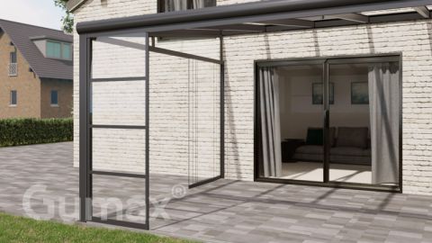 Steel Look glass sliding door 1-rail system matt anthracite 1960mm wide with passage height of 1980mm – 2020mm