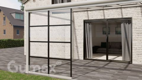 Steel Look glass sliding door 2-rail system matt white 1960mm wide with passage height of 1980mm – 2020mm